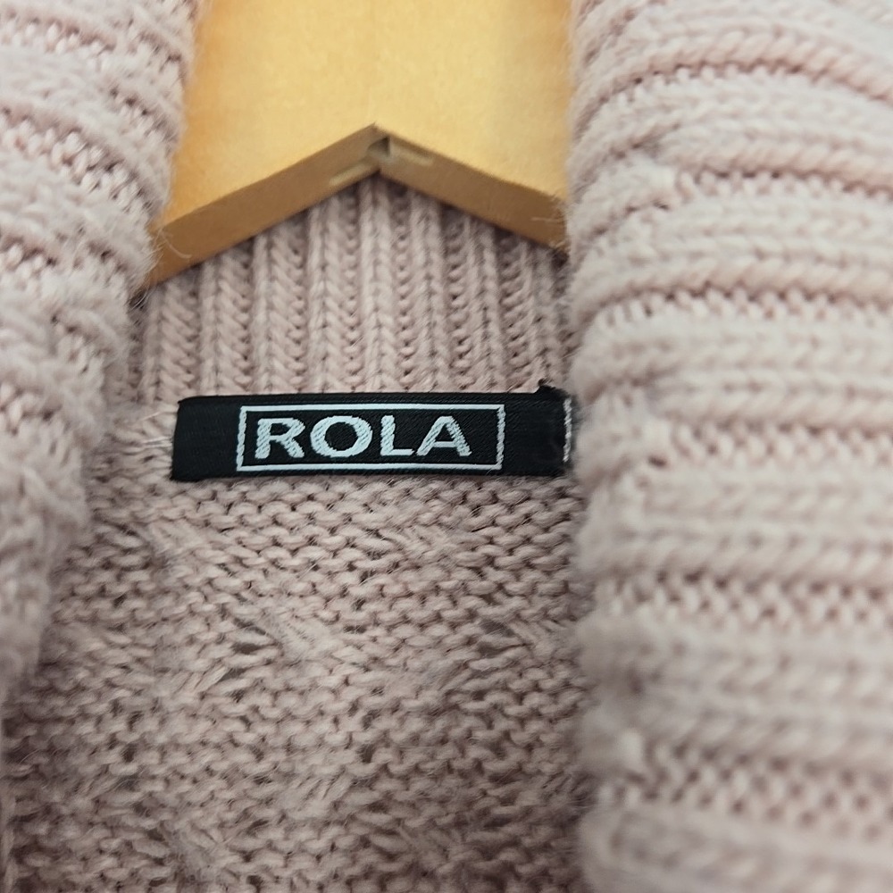 Cable Knit Baby Pink Turtleneck Pullover Womens M Sweater Preppy Academia Cute - Picture 3 of 8